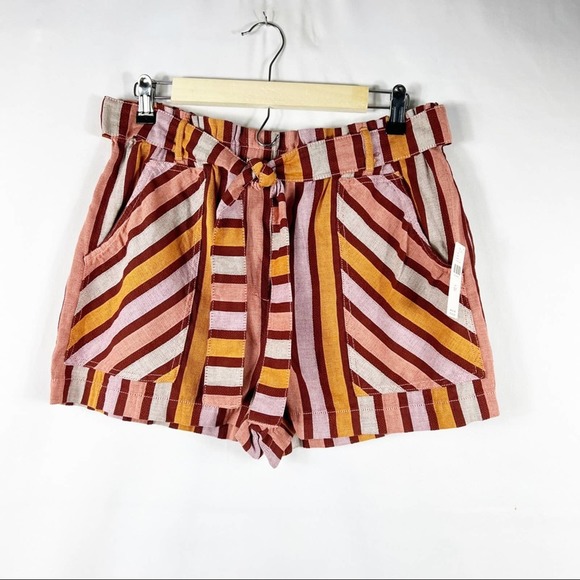 Anthropologie Pants - ANTHROPOLOGIE Belted Stripe Shorts NWT in Size Medium Petite